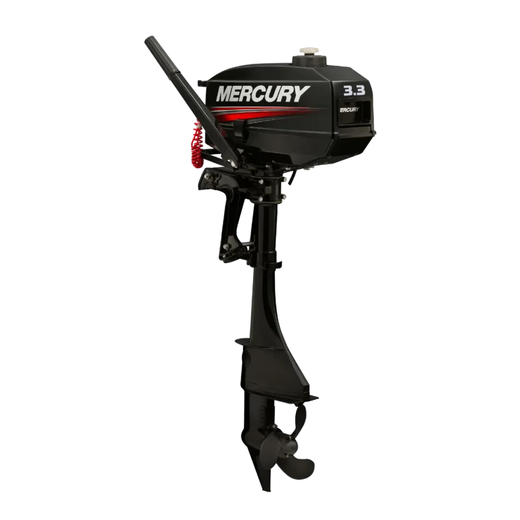 Black Mercury 3.3MH 3.3 hp two-stroke outboard shown from a diagonal angle